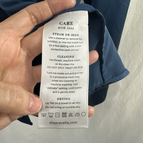 Ravella Milano 100% Silk Blue Round Gold Ball Button Up Shirt Womens Size XXL - Picture 10 of 14